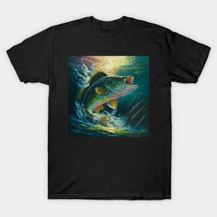 Bass Jumping Out Of Lake T-Shirt